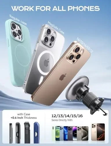 UPTOHIGH for Magsafe Car Mount Charger, 15W Fast Charging LED Magnetic Wireless Car Charger, Air Vent Phone Holders for Your Car for Magsafe Car Phone Holder for iPhone 15/14/13/12 Fast Charging - 4