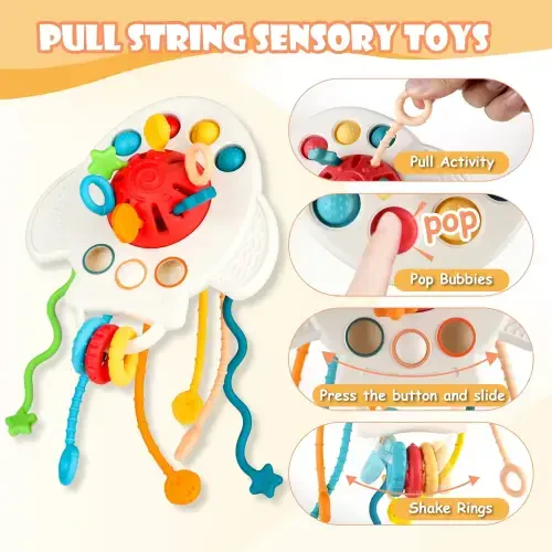 UQN Montessori Toys for 1 Year Old, 6 In 1 Baby Toys for 6-12 Months, Soft Baby Teething Toys, Learning Gifts for Baby Girls Boys, Birthday Christmas Gift - 5