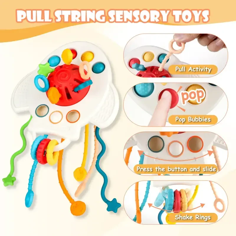 UQN Montessori Toys for 1 Year Old, 6 In 1 Baby Toys for 6-12 Months, Soft Baby Teething Toys, Learning Gifts for Baby Girls Boys, Birthday Christmas Gift - 5