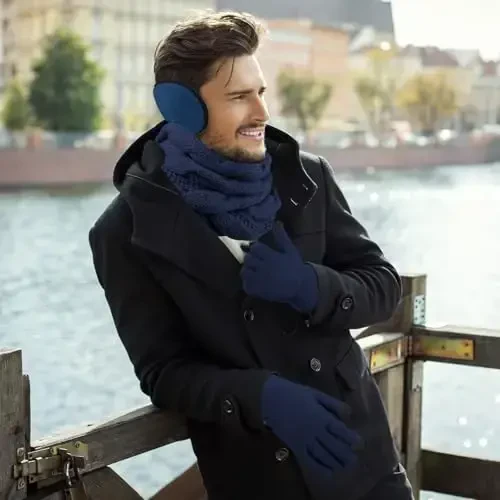 URATOT 4-In-1 Qishki Issiq To'plamlar Trikotaj Sharf Sensorli Ekranli Qo'lqoplar Beanie Pompom Shlyapa va Erkaklar yoki Ayollar uchun Qishki Quloq Isitgich - 5