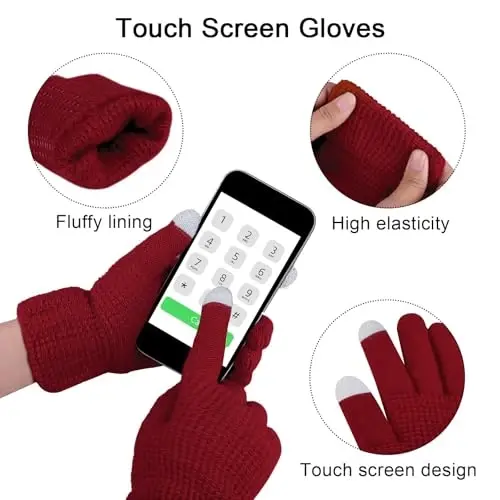 URATOT 4-In-1 Winter Warm Sets Knitted Scarf Touch Screen Gloves Beanie Pompom Hat and Winter Ear Warmer for Men or Women - URATOT (1)