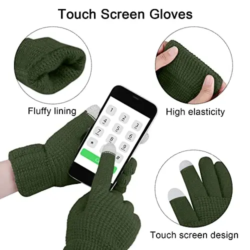 URATOT 4-In-1 Winter Warm Sets Knitted Scarf Touch Screen Gloves Beanie Pompom Hat and Winter Ear Warmer for Men or Women - 4