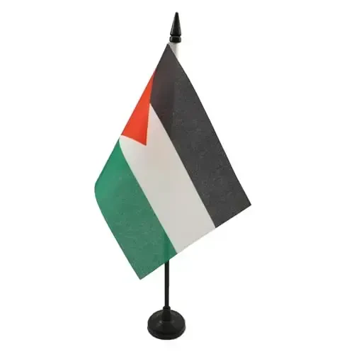 Jordan Table Flag 4'' x 6'' - Jordanian Desk Flag 15 x 10 cm. - Black plastic stick and base - AZ FLAG - AZ FLAG (1)