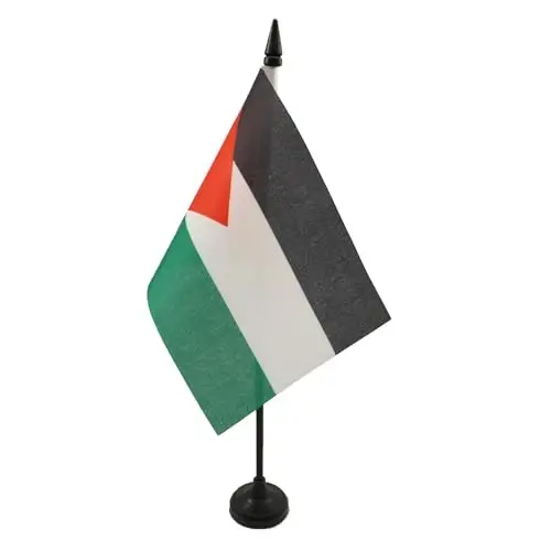 Jordan Table Flag 4'' x 6'' - Jordanian Desk Flag 15 x 10 cm. - Black plastic stick and base - AZ FLAG - 2