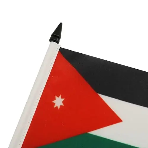 AZ FLAG Jordan Table Flag 5'' x 8'' - Jordanian Desk Flag 21 x 14 cm. - Black plastic stick and base - 4