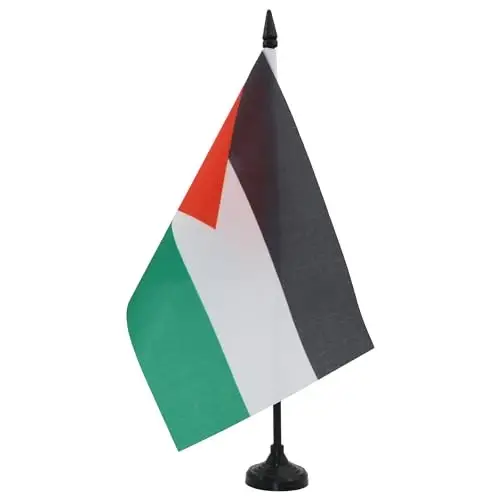 Jordan Table Flag 5'' x 8'' - Jordanian Desk Flag 21 x 14 cm. - Black plastic stick and base - AZ FLAG - AZ FLAG (1)