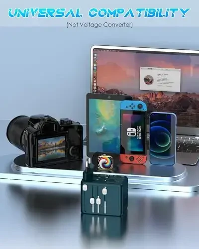 URJD Universal Travel Adapter with 6.0A 3X 3.0A USB-C Ports, 2X 2.4A USB-A Ports and Multi AC Outlets, International Power Plug Adapter Worldwide Travel Charger for EU UK AUS USA (Type C/G/I/A Plug) - 7