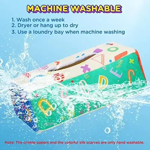 URMYWO Baby Tissue Box Toy, Montessori Baby Toys for 6-12 Months 1 Year Old Boy Girl, Soft Crinkle Sensory Toys for Infant Toddlers, Stocking Stuffers, Baby Boy Girl Gifts - 5