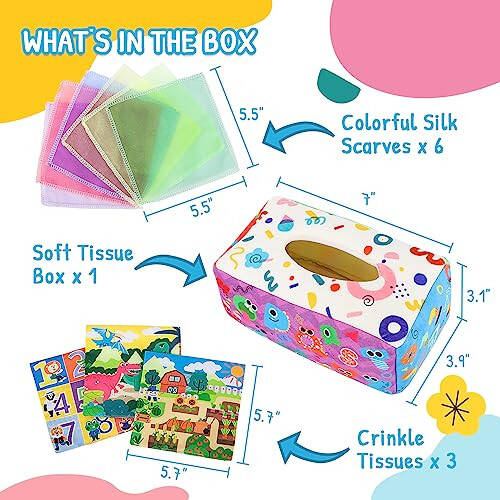 URMYWO Baby Tissue Box Toy - Montessori Baby Toys for 6-12 Months 1 Year Old Boy Girl - Soft Crinkle Sensory Toys for Infant Toddlers - Easter Basket Essentials Stuffers - Baby Boy Girl Gifts - 4