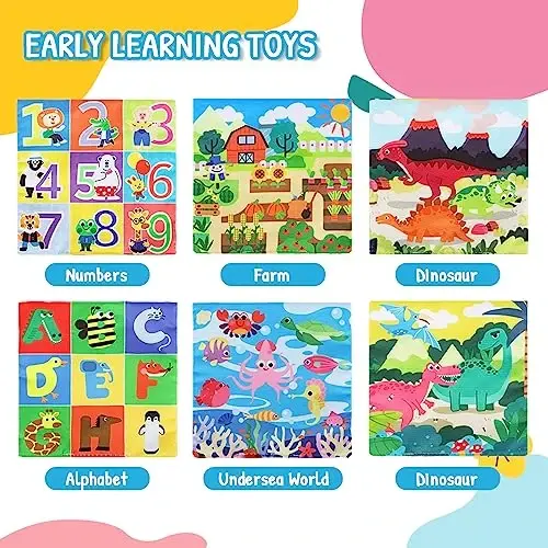 URMYWO Baby Tissue Box Toy - Montessori Baby Toys for 6-12 Months 1 Year Old Boy Girl - Soft Crinkle Sensory Toys for Infant Toddlers - Easter Basket Essentials Stuffers - Baby Boy Girl Gifts - 2