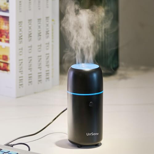 UrrSovv Avtomobil uchun namlagichlar Efir moylari uchun USB avtomobil namlagichi Aromaterapiya diffuzerlari Avtomobil uy ofis sovg'asi uchun 7 rangli alanga chiroqlari bilan (Qora) - UrrSovv (1)