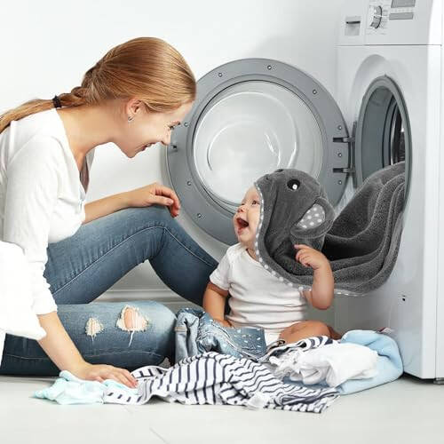 URSEORY Bebek Kapüşonlu Havlu, 2'li Paket Pamuklu Bebek Havlu Seti, 31 X 31 İnç Süper Yumuşak Bebek Banyo Havlusu Bebekler, Yürümeye Başlayan Çocuklar ve Yeni Doğanlar İçin (Panda) - 6