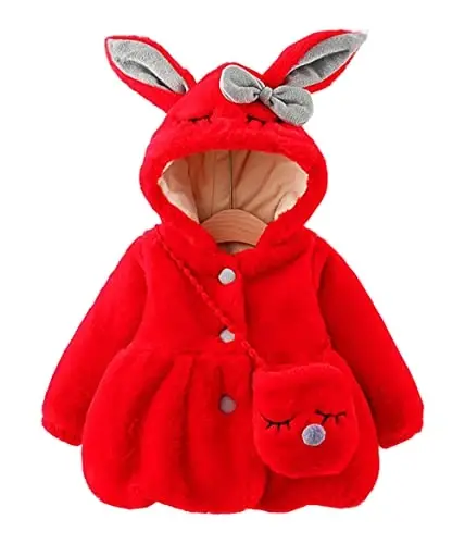 Urtrend Baby Girl's Toddler Kids Fall Winter Coat Jacket Outerwear Ears Hood Hoodie - URTREND