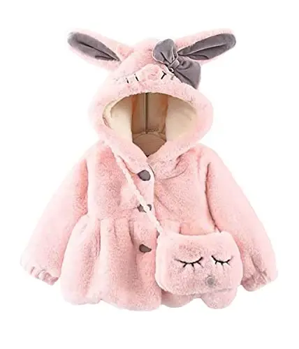 Urtrend Baby Girl's Toddler Kids Fall Winter Coat Jacket Outerwear Ears Hood Hoodie - URTREND