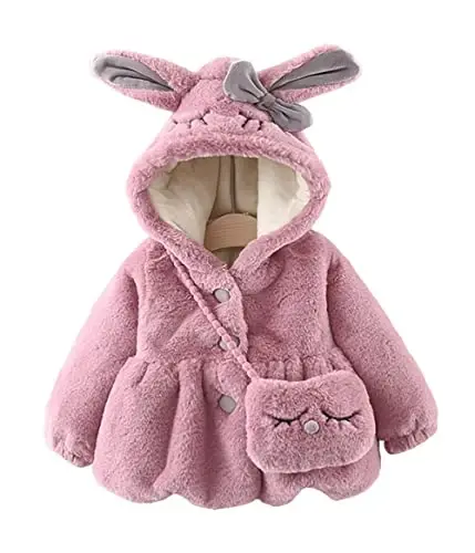 Urtrend Baby Girl's Toddler Kids Fall Winter Coat Jacket Outerwear Ears Hood Hoodie - URTREND