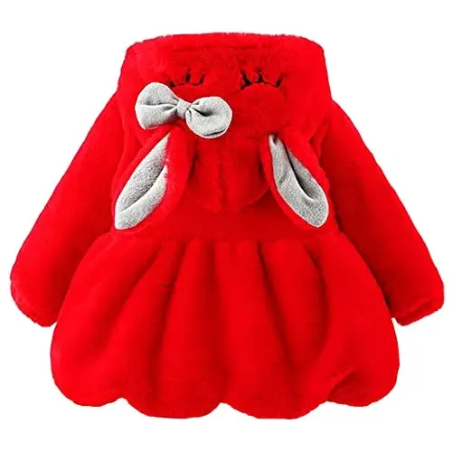 Urtrend Baby Girl's Toddler Kids Fall Winter Coat Jacket Outerwear Ears Hood Hoodie - URTREND (1)