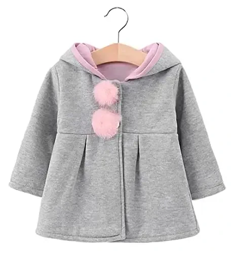 Urtrend Baby Girl's Toddler Kids Fall Winter Coat Jacket Outerwear Ears Hood Hoodie - URTREND (1)