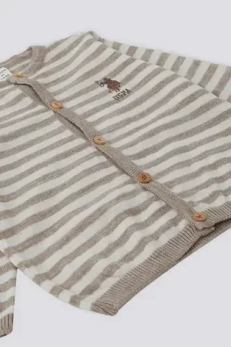 U.S. Polo Assn Beige Buttoned Baby Cardigan-BONE BEIGE - U.S. POLO ASSN. (1)