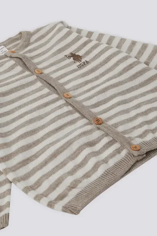 U.S. Polo Assn Beige Buttoned Baby Cardigan-BONE BEIGE - 2