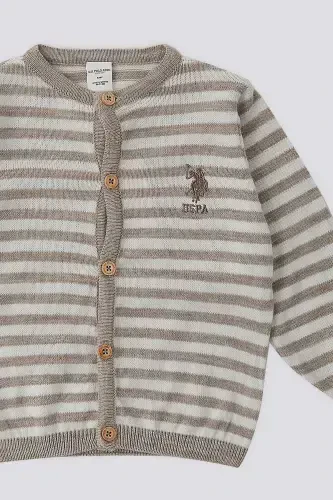 U.S. Polo Assn Beige Buttoned Baby Cardigan-BONE BEIGE - 3