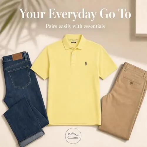 U.S. Polo Assn. Erkaklar klassik polo ko'ylagi, ikki tugmali pike polo ko'ylagi, yozgi moda golf ko'ylagi - 5