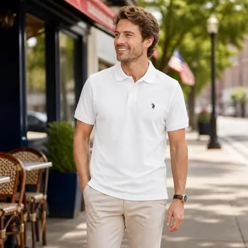 U.S. Polo Assn. Erkaklar klassik polo ko'ylagi, ikki tugmali pike polo ko'ylagi, yozgi moda golf ko'ylagi - 3