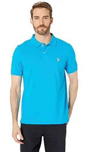U.S. Polo Assn. Erkaklar klassik polo ko'ylagi, ikki tugmali Pique polo ko'ylagi, Yozgi moda golf ko'ylagi 
