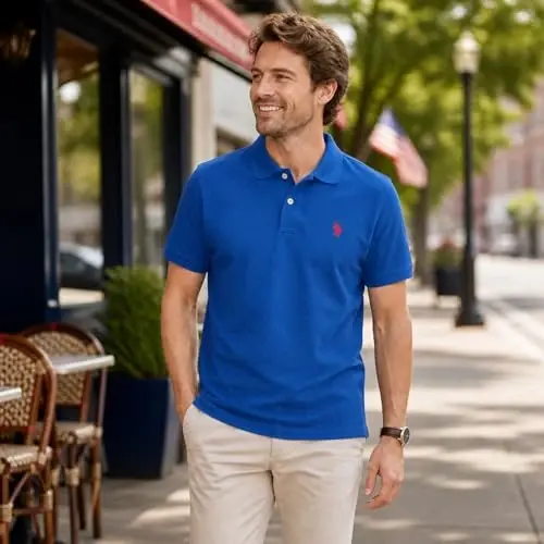 U.S. Polo Assn. Erkaklar klassik polo ko'ylagi, ikki tugmali Pique polo ko'ylagi, yozgi moda golf ko'ylagi - 3
