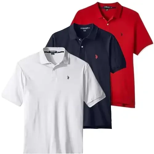 U.S. Polo Assn. Erkaklar klassik polo ko'ylagi, ikkita tugmachali pike polo ko'ylagi, yozgi moda golf ko'ylagi - 1