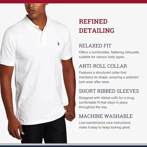 U.S. Polo Assn. Erkaklar klassik polo ko'ylagi, ikkita tugmachali pike polo ko'ylagi, yozgi moda golf ko'ylagi - 4