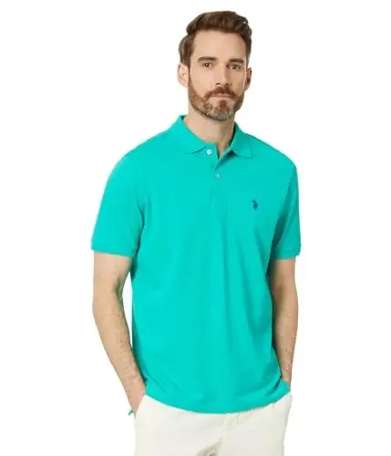 U.S. Polo Assn. Erkaklar klassik polo ko'ylagi, ikkita tugmali Pique polo ko'ylagi, yozgi moda golf ko'ylagi - 1