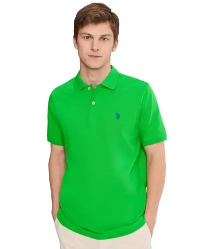 U.S. Polo Assn. Erkaklar uchun klassik polo ko'ylagi, ikki tugmali Pique polo ko'ylagi, yozgi moda golf ko'ylagi | Ikki tugmali Pique polo ko'ylagi, yozgi moda golf ko'ylagi - 1
