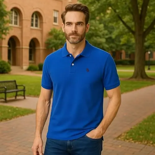 U.S. Polo Assn. Erkaklar uchun klassik polo ko'ylagi, ikki tugmali Pique polo ko'ylagi, yozgi moda golf ko'ylagi | Ikki tugmali Pique polo ko'ylagi, yozgi moda golf ko'ylagi - 3