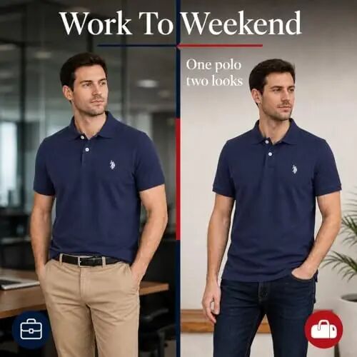 U.S. Polo Assn. Erkaklar uchun klassik polo ko'ylagi, ikki tugmali Pique polo ko'ylagi, yozgi moda golf ko'ylagi | Ikki tugmali Pique polo ko'ylagi, yozgi moda golf ko'ylagi - 4