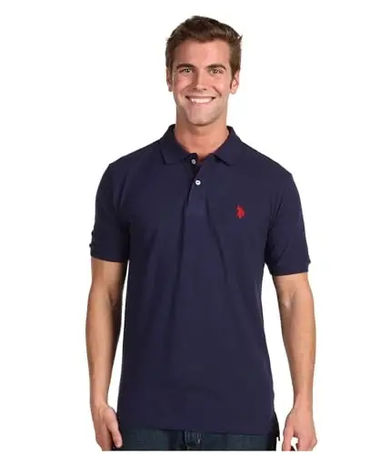 U.S. Polo Assn. Erkaklar uchun klassik polo ko'ylagi, ikki tugmali Pique polo ko'ylagi, yozgi moda golf ko'ylagi | Ikki tugmali Pique polo ko'ylagi, yozgi moda golf ko'ylagi - U.S. POLO ASSN.