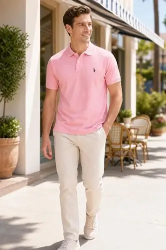 U.S. Polo Assn. Erkaklar uchun klassik polo ko'ylagi, ikki tugmali Pique polo ko'ylagi, yozgi moda golf ko'ylagi | Ikki tugmali Pique polo ko'ylagi, yozgi moda golf ko'ylagi - 3