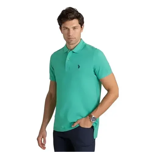 U.S. Polo Assn. Mens Solid Pique Polo Shirt - 1