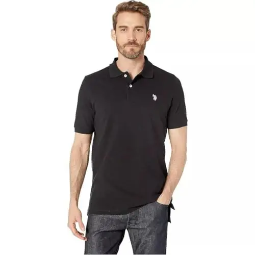 U.S. Polo Assn. Men's Classic Polo Shirt, Two-Button Closure Pique Polo Shirt, Summer Fashion Golf Shirt | Two-Button Closure Pique Polo Shirt, Summer Fashion Golf Shirt 