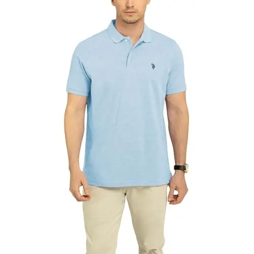 U.S. Polo Assn. Men's Classic Polo Shirt, Two-Button Closure Pique Polo Shirt, Summer Fashion Golf Shirt | Two-Button Closure Pique Polo Shirt, Summer Fashion Golf Shirt 