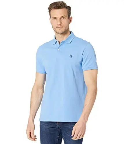 U.S. Polo Assn. Men's Classic Polo Shirt, Two-Button Closure Pique Polo Shirt, Summer Fashion Golf Shirt | Two-Button Closure Pique Polo Shirt, Summer Fashion Golf Shirt 