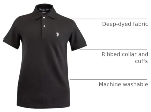 U.S. Polo Assn. Men's Classic Polo Shirt, Two-Button Closure Pique Polo Shirt, Summer Fashion Golf Shirt | Two-Button Closure Pique Polo Shirt, Summer Fashion Golf Shirt 