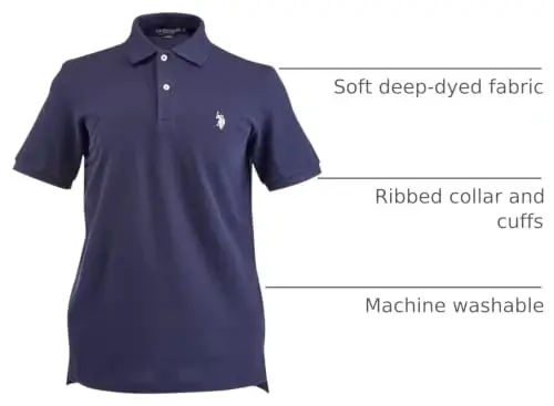 U.S. Polo Assn. Men's Classic Polo Shirt, Two-Button Closure Pique Polo Shirt, Summer Fashion Golf Shirt | Two-Button Closure Pique Polo Shirt, Summer Fashion Golf Shirt 