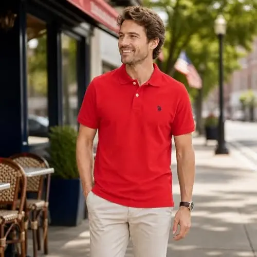 U.S. Polo Assn. Men's Classic Polo Shirt, Two-Button Closure Pique Polo Shirt, Summer Fashion Golf Shirt | Two-Button Closure Pique Polo Shirt, Summer Fashion Golf Shirt - 3