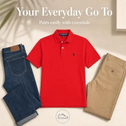 U.S. Polo Assn. Men's Classic Polo Shirt, Two-Button Closure Pique Polo Shirt, Summer Fashion Golf Shirt | Two-Button Closure Pique Polo Shirt, Summer Fashion Golf Shirt - 6
