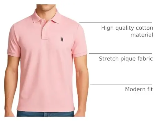 U.S. Polo Assn. Men's Classic Polo Shirt, Two-Button Closure Pique Polo Shirt, Summer Fashion Golf Shirt | Two-Button Closure Pique Polo Shirt, Summer Fashion Golf Shirt - 4
