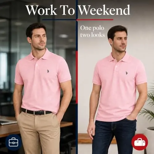 U.S. Polo Assn. Men's Classic Polo Shirt, Two-Button Closure Pique Polo Shirt, Summer Fashion Golf Shirt | Two-Button Closure Pique Polo Shirt, Summer Fashion Golf Shirt - 5