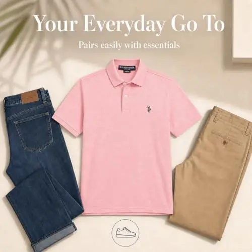 U.S. Polo Assn. Men's Classic Polo Shirt, Two-Button Closure Pique Polo Shirt, Summer Fashion Golf Shirt | Two-Button Closure Pique Polo Shirt, Summer Fashion Golf Shirt - 6
