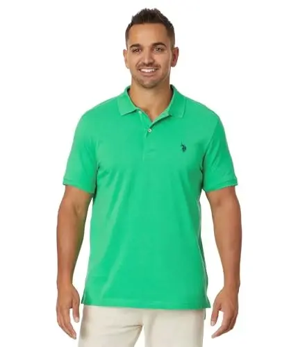 U.S. Polo Assn. Men's Classic Polo Shirt, Two-Button Closure Pique Polo Shirt, Summer Fashion Golf Shirt | Two-Button Closure Pique Polo Shirt, Summer Fashion Golf Shirt 