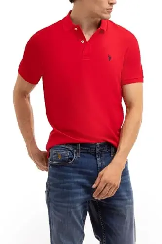U.S. Polo Assn. Men's Classic Polo Shirt, Two-Button Closure Pique Polo Shirt, Summer Fashion Golf Shirt | Two-Button Closure Pique Polo Shirt, Summer Fashion Golf Shirt 