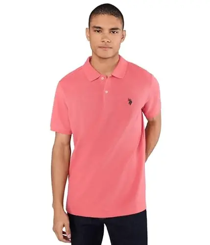 U.S. Polo Assn. Men's Classic Polo Shirt, Two-Button Closure Pique Polo Shirt, Summer Fashion Golf Shirt | Two-Button Closure Pique Polo Shirt, Summer Fashion Golf Shirt 